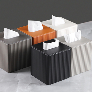 Customized Luxury PU Leather Hotel Home Restaurant Tissue Box Holder Cover Tissue Box