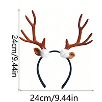 Serre-tête de Noël Marron Rouge Grandes Cornes de Cerf Créatives Accessoires de Tête d'Élan Faits à la Main en Résine Plastique Non Tissée pour Adulte