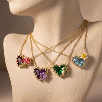 Collar de cristal con marco de espina y corazón SongYi, colgante de flor esmaltada, joyería de moda para mujer, varios colores, venta al por mayor