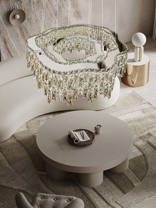 Hot Post Modern cahaya mewah seni bulat desain Layering kualitas tinggi lampu kristal aula loteng lampu gantung langit lentera - Product Image 3