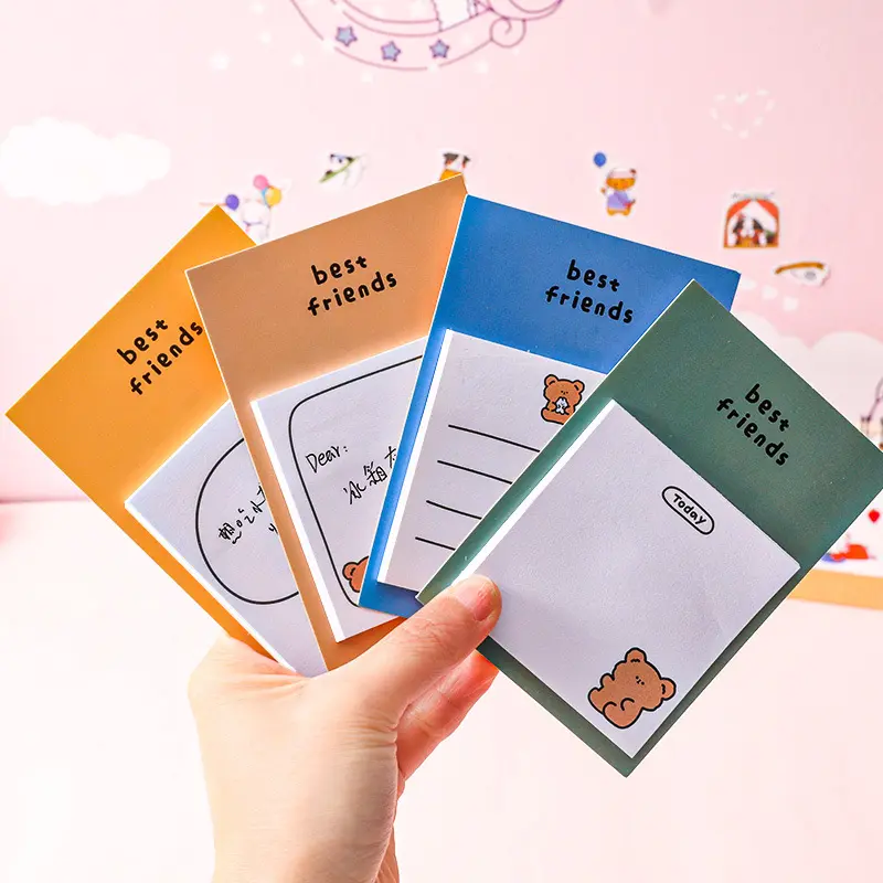 Cute bear sticky notes students can tear off message stickers creative cartoon ins note pad 8 styles