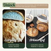 Kit d'outils de boulangerie ultime pour la pâte à sourde : panier de levage rond et ovale en acier inoxydable, lame en acier inoxydable pour un pain artisanal croustillant