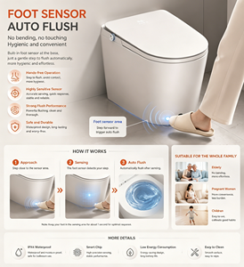 WC Intelligente con Sedile Antibatterico, Lavaggio Elettrico, Scarico Silenzioso, Sensore a Copertura Totale, <span class=keywords><strong>per</strong></span> Bagno e Uso Domestico - Product Image 4