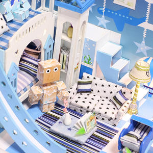IIECREATE 1:24 escala azul madera DIY casa en miniatura 1:24 escala para casa de muñecas Kit niños Pequeño Deseo conjunto de regalo - Product Image 3