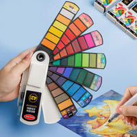 Glitter Travel Watercolor 18 24 36 42 Warna Desain Kipas Portabel Perlengkapan Cat Air dengan Kuas Air