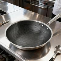 Wok en acier inoxydable 410 à nid d'abeilles en gros, 1 couche, 30-36 cm, pour usage en restauration