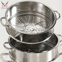 Casserole vapeur en acier inoxydable 304, double paroi, corps blanc enduit, couvercle en verre, casserole multifonctionnelle