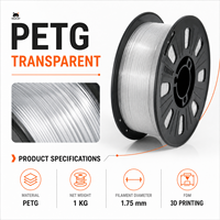 Filament d'impression 3D MUCAT PETG transparent 1,75 mm, bobine de 1 kg pour la création de modèles, les projets artisanaux et les imprimantes FDM