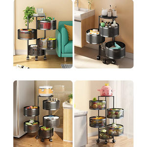 <strong>Kitchen</strong> 2/3/4/5 Tier Rotating Vegetable <strong>Shelving</strong> <strong>Kitchen</strong> Floor Multi - Layer <strong>Shelving</strong> Cylindrical Storage Rack - Product Image 6