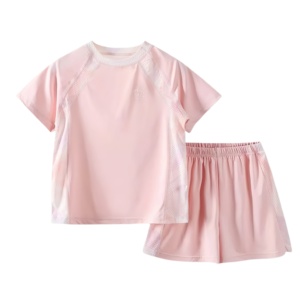 Ensemble de sport d'été pour enfants, unisexe, deux pièces, en maille, à séchage rapide, protection solaire, haut à manches courtes et short - Product Image 4