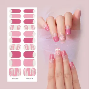 factory supplier New Gel Nail Stickers Self Adhesive semi cured Gel nail polish strips semi cured gel nail sticker