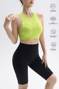 Haut court en maille respirante coupe-vent avec logo personnalisé pour marathon, soutien-gorge de sport extensible sans couture, débardeur court à séchage rapide pour femme - Product Image 2