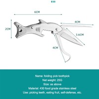 Couteau pliant multifonction en acier inoxydable en forme de poisson, porte-clés, couteau de poche EDC, couteau de randonnée, ouvre-bouteille