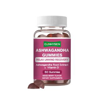 Venta al por mayor de fábrica Ashwagandha Gummies Equilibra tus emociones con vitamina <span class=keywords><strong>D</strong></span> Ashwagandha Root Extract Candy Gummies - Product Image 1