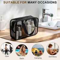 Porte-accessoires de douche en filet portable, sac de toilette en filet