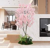 GIANTEX Plante Artificielle d'Intérieur Cerisier Rose 190 CM Pot en Ciment Branches Réglables Fleurs Réinsérées Intérieur/Extérieur Maison