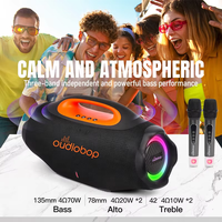 Altavoz DJ Inalámbrico Portátil Oudiobop de 130W con Subwoofer, Alimentado por Batería, Entrada AUX, Boomsbox para Fiestas al Aire Libre