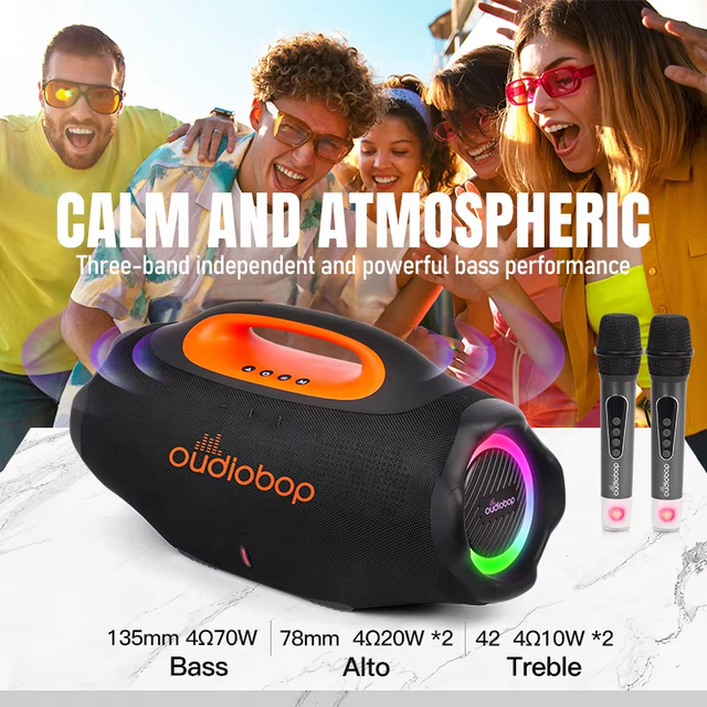 Oudiobop Portable 130W Wireless DJ Speaker Subwoofer Battery Powered AUX Input Boomsboxs Outdoor Party