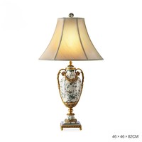Lampe de bureau électrique traditionnelle de haute qualité, moderne, en laiton martelé doré, de luxe, pour hôtel, chevet, décorative, en céramique émaillée, LED DC