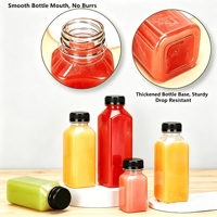 Botella de Plástico PET Cuadrada para Jugo con Tapa de Rosca, Impresión de Pantalla y Logotipo Personalizado Disponible para Café Frío, Bebidas de Frutas y Champán