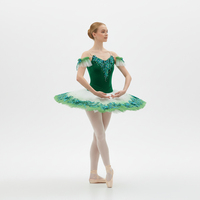 Kostum Balet Klasik Sleeping Beauty Hijau Zamrud Profesional untuk Wanita, Tutu Bordir Tangan Motif Bunga, Dewasa