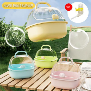 Portatile trasparente criceto porta gabbia con bottiglia d'acqua a scatto pulsante di chiusura <span class=keywords><strong>per</strong></span> il viaggio di piccoli animali materiale plastico di legno - Product Image 4
