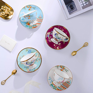 Tasses et soucoupes à café en porcelaine fine de style européen, luxe léger, haut de gamme et exquises, pour service à l'heure du thé à la maison - Product Image 3