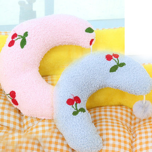 Plush Crescent <b>Pillow</b> Terry Cloth With Pom Pom Cat Dog Headrest Pet Cushion For Kitten Sleep Support - Product Image 4