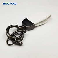 Porte-Clés de Voiture en Cuir Avec Logo Métallique pour BMW Mercedes VW Audi Toyota Volvo Hyundai Peugeot Ford, Anneau Anti-Perte et Accessoires