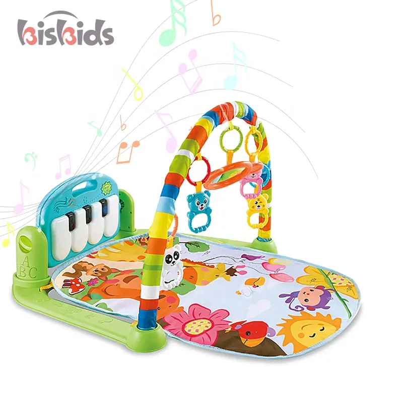 Baby Muzikale Activiteit Multifunctionele Piano Fitness Rack Cartoon Playmat Speelgoed Met Opknoping Rammelaar Set