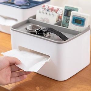 Multifunction Desktop Tissue Box Eyewear Holder Glasses Organizer with Compartments for Home Office - Product Image 2