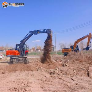 Mini-excavatrice sur pneus SHANDING, livraison gratuite, cabine, 8,5 tonnes, 9 tonnes, mini-excavatrice économique pour la remise en état des terres agricoles - Product Image 3