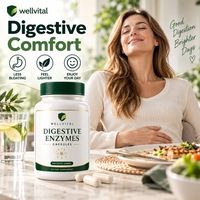 Capsules d'enzymes digestives à formule personnalisée, à base de plantes, à étiquette nette, pour les inconforts gastro-intestinaux après les repas