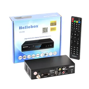 Hellobox V5 Penerima TV Satelit, PowerVu IKS Biss Sepenuhnya Autoroll DVB S2 Built-In Satelit Pencari HD Kotak TV Digital Penipuan