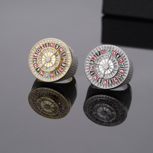 Nuovo Design Artigianale di Tendenza Anello <span class=keywords><strong>da</strong></span> <span class=keywords><strong>Uomo</strong></span> in Argento Sterling 925 con Bussola Smaltata in Oro 18K e Diamanti Baguette a Roulette - Product Image 5