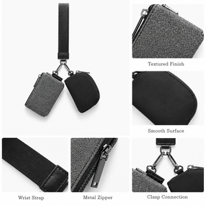 USA Warehouse Girls Trend Keychain Bag Dual <b>Pouch</b> Wristlet Dual Bag Coin Bag Soft Touch Leather <b>Mini</b> <b>Pouch</b> Bag - Product Image 2