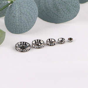 Gunmetal Rhinestone Beaded Loose Beads 4MM 5MM 6MM 8MM 10MM 12MM Round <b>Spacer</b> Beads For Jewelry Making DIY Bracelet Necklace - Product Image 5
