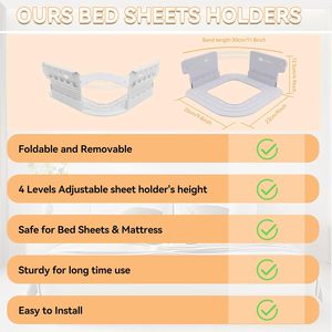Bed Sheet Holder Fitted Sheet Fasteners with Lock Strap Sheet Holders for <b>Corners</b>-Fits Mattress Large Size Bed Clips for Bedding - Product Image 4