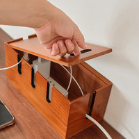 Cache-prise rectangulaire en bois moderne, station de charge multifonction, boîte organisatrice pour dissimuler les câbles et l'ordure, support de câbles de bureau