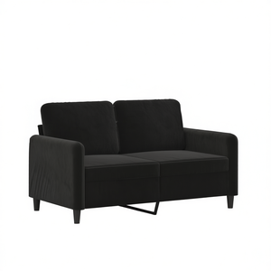 Black Velvet 2 Seater <b>Sofa</b> 100% Polyester Metal <b>Legs</b> Modern Design Living Room Furniture - Product Image 1