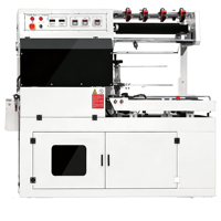 Machine d'emballage sous film rétractable Hipac entièrement automatique pneumatique pour boîtes en forme de L, de qualité alimentaire et pour boissons
