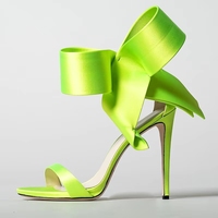 Sandales à talons ouverts pour femmes avec grand nœud, en satin, talon fin, chaussures de soirée