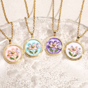 CAIOOCHE Nuevo Collar con Colgante Floral de Moda, Cadena de Acero Inoxidable con Perlas, Regalo para el Día de <span class=keywords><strong>la</strong></span> Madre - Product Image 3