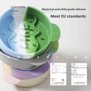 Bol de Nourriture Lente en Silicone Solide Écologique <span class=keywords><strong>pour</strong></span> Petits/Moyens Chiens et Chats Anti-Étouffement Anti-Chute Antidérapant Bac à Grain Spécial - Product Image 3