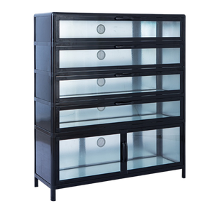 超狭い高垂直靴ラック-家庭用多層ステンレス鋼キャビネット強化ガラスドア付き - Product Image 1