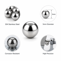SDBALLS Billes en acier inoxydable SS304 de 5 mm, billes polies de haute précision pour roulements, machines et instruments
