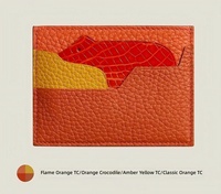 Porte-cartes en cuir de crocodile véritable inspiré de la peau de vache, avec applique animalière, étui multicolore pour cartes de visite, portefeuille fournisseur OEM ODM