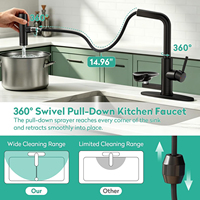 Robinet de cuisine moderne en gros avec douchette extractible, noir mat, acier inoxydable, garantie 5 ans, prix usine OEM
