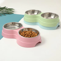 Hot Deal rond moderne nouveau Design coloré isolé Portable Double paroi en acier inoxydable alimentation nourriture eau bol pour animaux de compagnie