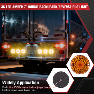 2 feux arrière ronds ambre à 36 LED de 7 pouces avec montage en surface à 4 trous pour camping-cars, camions, remorques, bus, fourgonnettes, étanches IP65 - Product Image 5